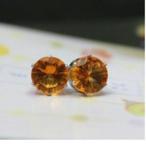 Austrian crystal and gold stud earings AMBER